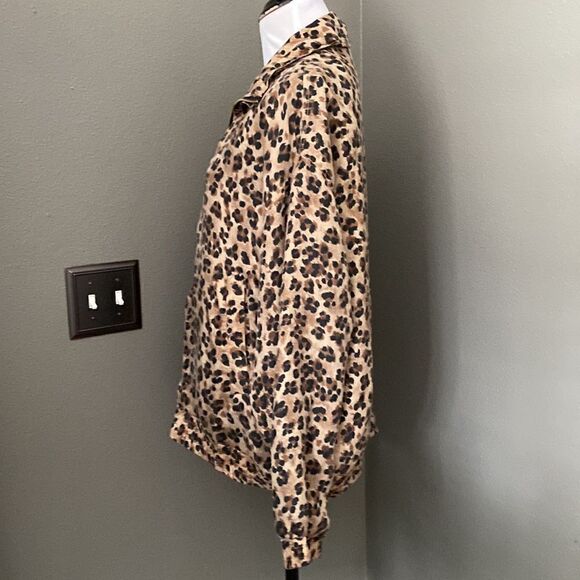 Vintage Kim Rogers Sport 100% Silk Leopard Zip Up Jacket - Picture 8 of 10